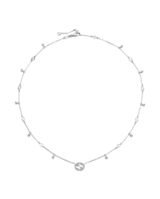 Colar Diamantes Ouro Branco Interlocking G