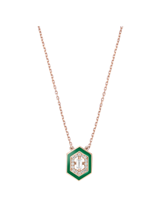 Colar Verde, Ouro Rosa E Diamantes