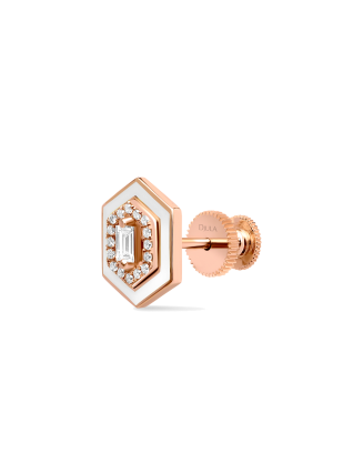 Piercing Ouro Rosa, Esmalte Branco e Diamantes