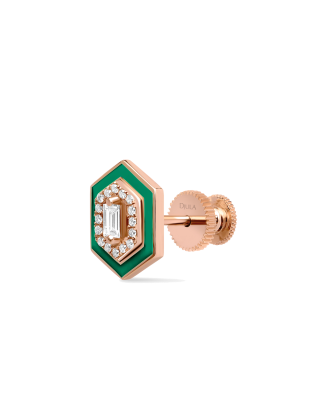 Piercing Ouro Rosa, Esmalte Verde e Diamantes