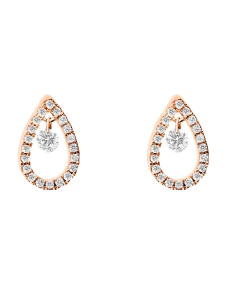 Brincos Ouro Rosa e Diamantes