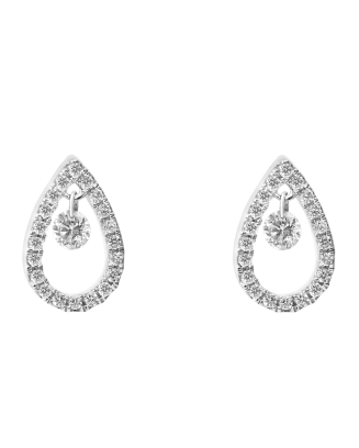 Brincos Ouro Branco e Diamantes