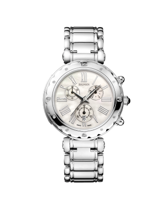 Relógio de Senhora Balmania Cronógrafo Aço e Madrepérola