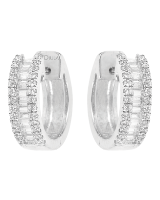 Brincos Argola Ouro Branco e Diamantes