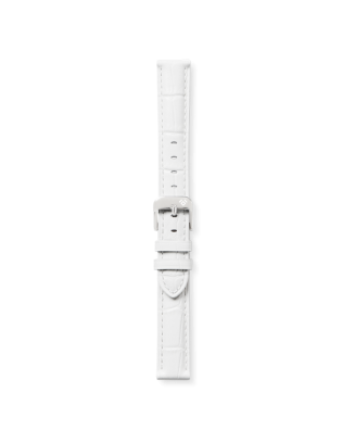 ELETTA Bracelete 16mm Pele Croco Branco Aço