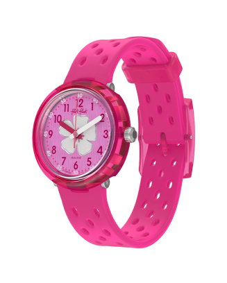 Rel&oacute;gio Flik Flak de crian&ccedil;a rosa flor