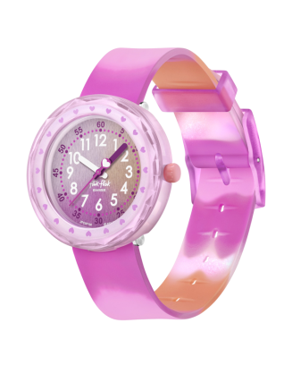 Relógio Flik Flak de criança laranja e rosa