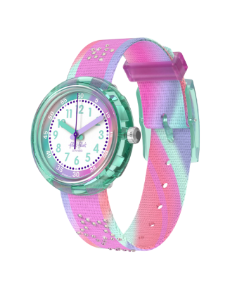 Rel&oacute;gio Flik Flak de crian&ccedil;a rosa brilhantes