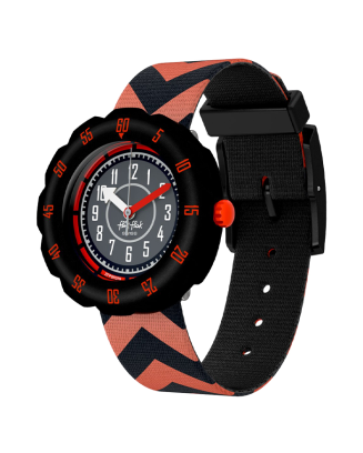 Rel&oacute;gio Flik Flak de crian&ccedil;a preto e vermelho