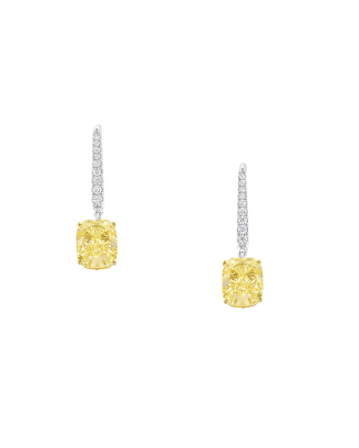 Brincos Ouro Branco E Diamantes Amarelos