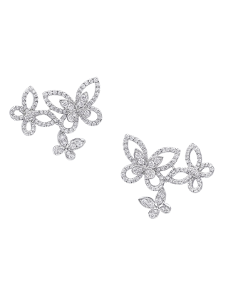 Brinco Silhouette Butterfly Ouro Branco E Diamantes