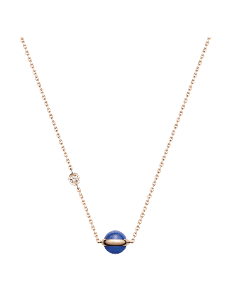 Pendente Ouro Rosa Diamante Lápis-Lazúli