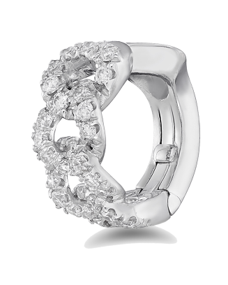 Brinco Único Alex Ouro Branco E Diamantes