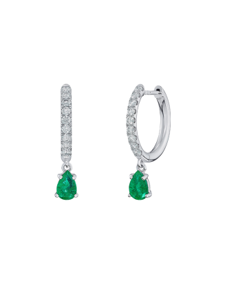 Brincos Diamantes E Esmeraldas Pêra