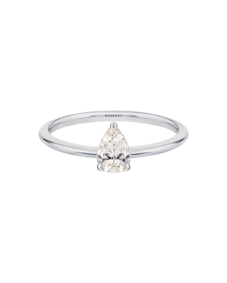 Anel Solit&aacute;rio Diamante Pera Ouro Branco 0.41ct
