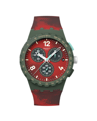 Rel&oacute;gio Swatch homem Cron&oacute;grafo Verde e Vermelho