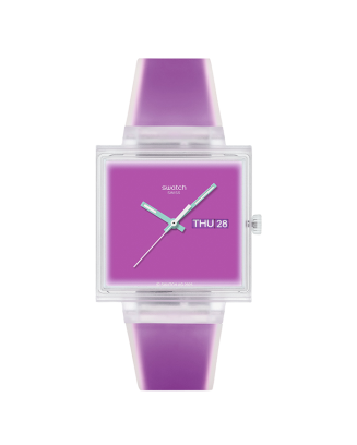 Rel&oacute;gio Swatch mulher Roxo Quadrado Data