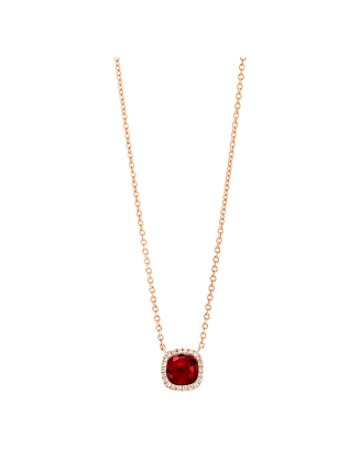 Colar Ouro Rosa, Rubi e Diamantes