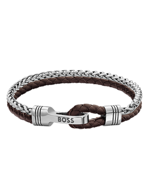 Pulseira Homem Aço e Pele Jaxon