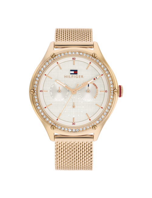 Relógio Mulher Aço Dourado Rosa