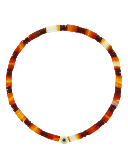 Pulseira Eye Ouro Amarelo E Ágata Vermelha