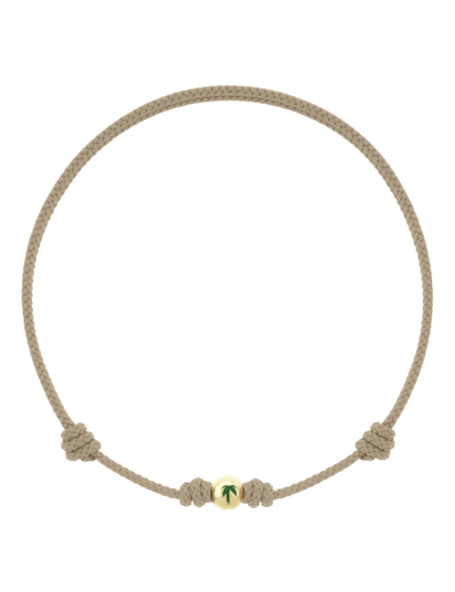 Pulseira Palm Tree Ouro Amarelo E Corda Taupe