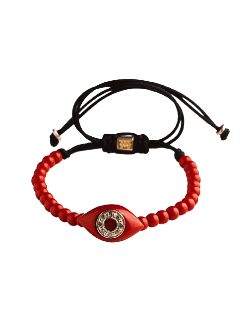 Pulseira Corda Eye Vernelho Ouro Rosa E Diamantes Castanhos