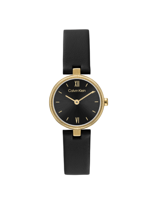 Relógio Senhora Preto e Dourado em Pele