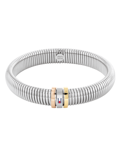 Pulseira Mulher Elástico Aço Bicolor