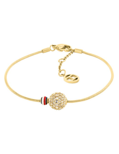 Pulseira Mulher Aço Dourado com Cristais