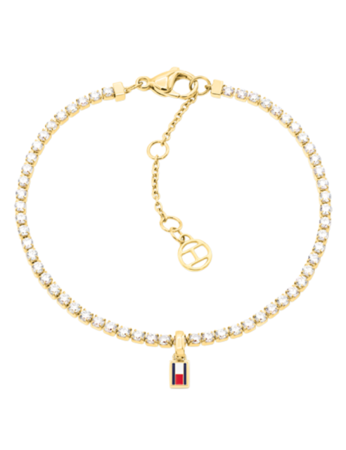 Pulseira Mulher Aço Dourado e Cristais