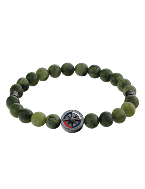 Pulseira Homem Aço IP Cinza e Jade