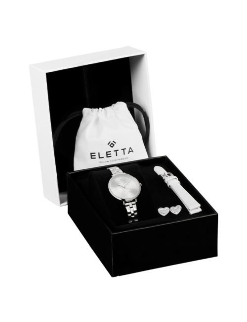 Box Relógio Mulher Hearts Silver