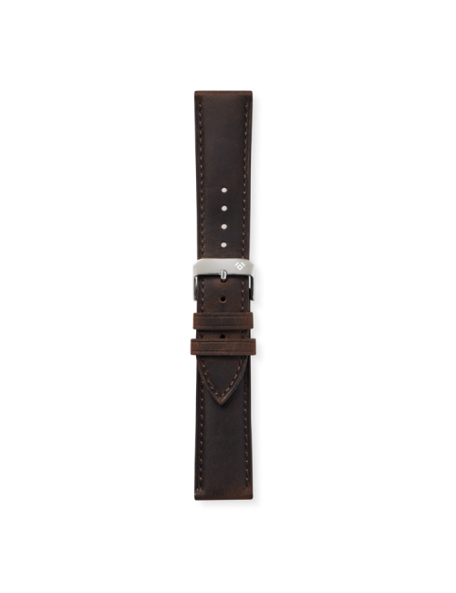 Bracelete Pele Castanha Aço 22mm