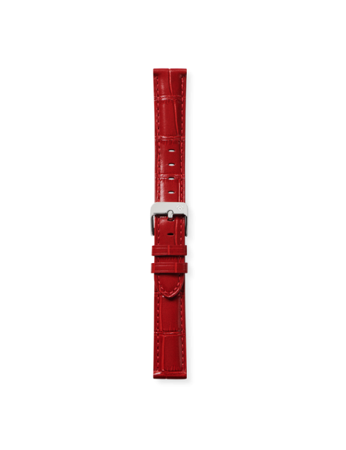 ELETTA Bracelete 16mm Pele Croco Burgundy Aço
