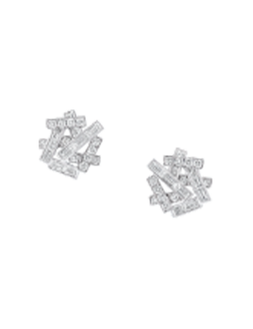 Brincos Threads Ouro Branco e Diamantes