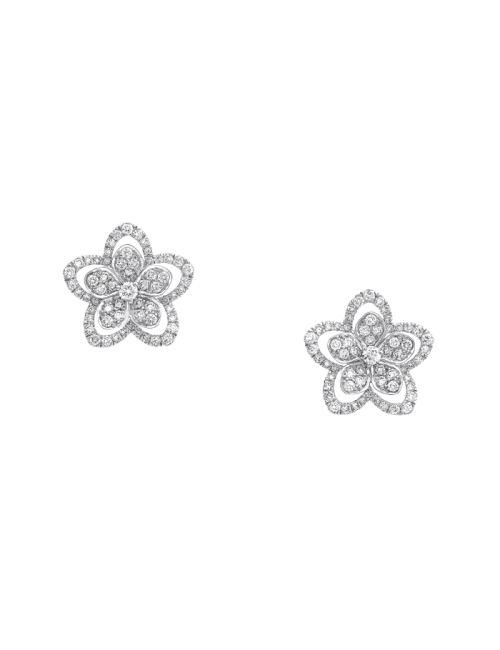 Brincos Wild Flower Ouro Branco e Diamantes