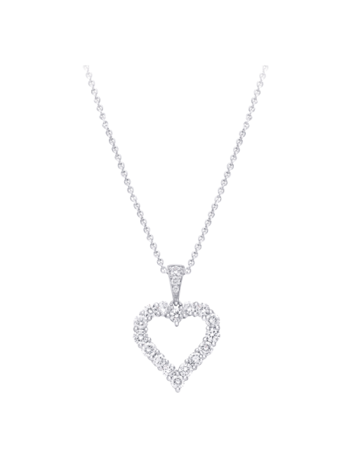 Colar Heart Silhouette Ouro Branco e Diamantes