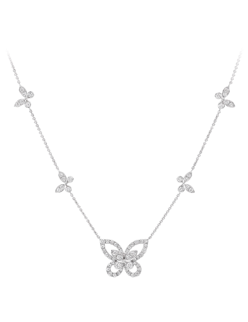Colar Butterfly Silhouette Ouro Branco e Diamantes