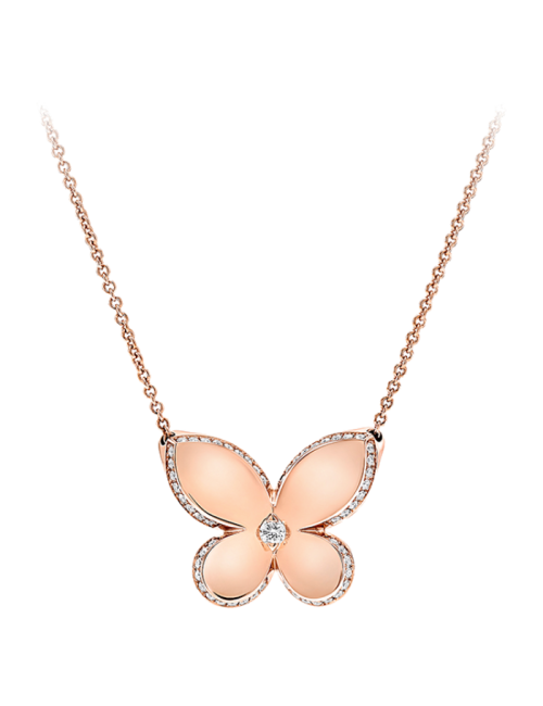 Colar Pendente Butterfly Ouro Rosa e Diamantes