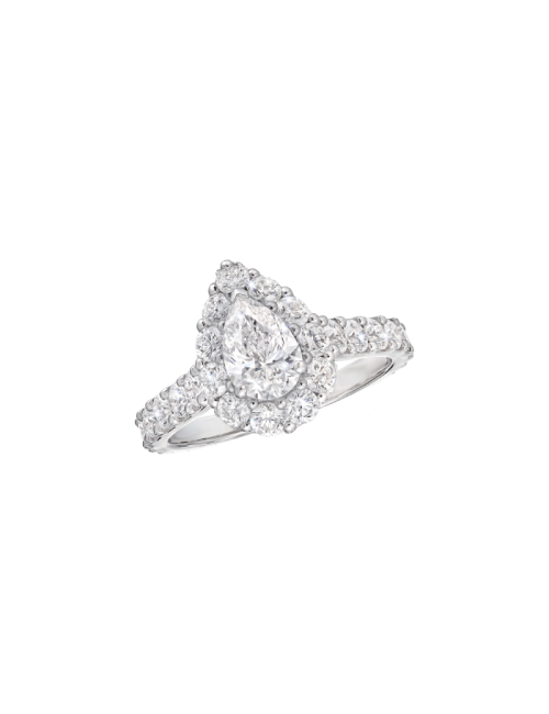Anel Solitário Icon Pêra Ouro Branco e Diamantes