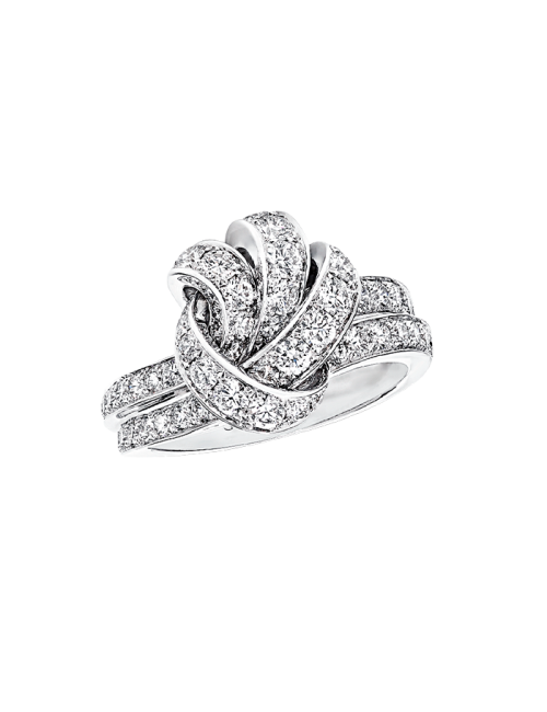 Anel Knot Ouro Branco e Diamantes