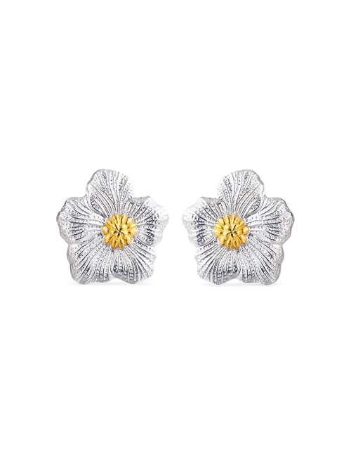 Brincos Blossoms Gardenia Prata e Vermeil
