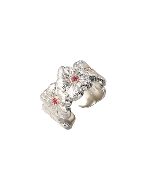 Anel Blossoms Eternelle Prata e Vermeil com Safiras Rosa