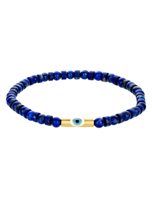 Pulseira Evil Eye Ouro Amarelo E Lapis Lazuli