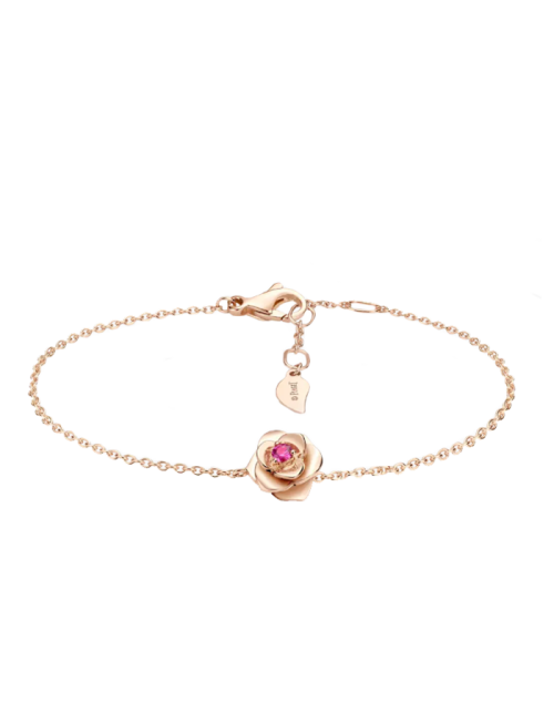 Pulseira Rose Ouro Rosa E Safira Rosa