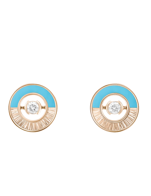 Brincos Possession Ouro Rosa, Turquesa E Diamantes