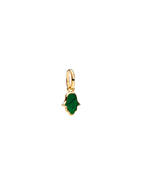 Mini-conta Pendente Mão Hamsa Verde