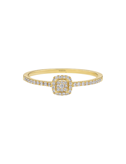Anel Épure Cushion Modelo Pequeno Ouro Amarelo e Diamantes