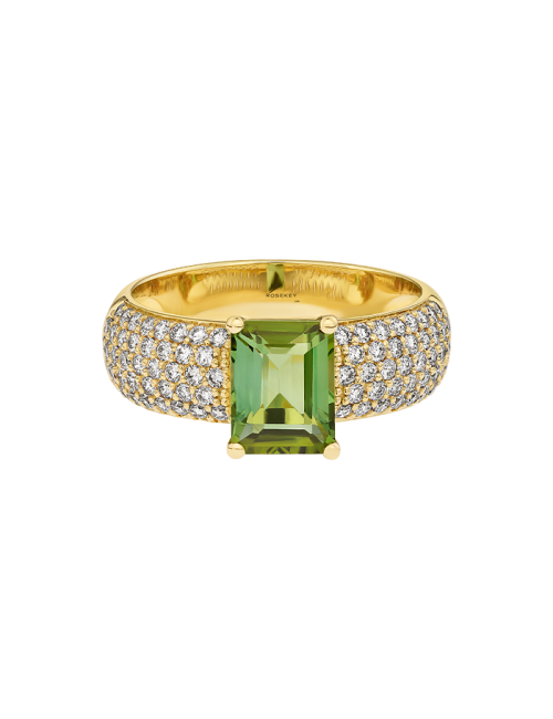 Anel Larkspur Ouro Amarelo Turmalina e Diamantes